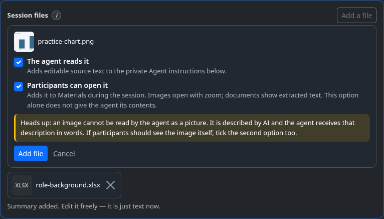 The image warning shown when an image is set to be read by the agent