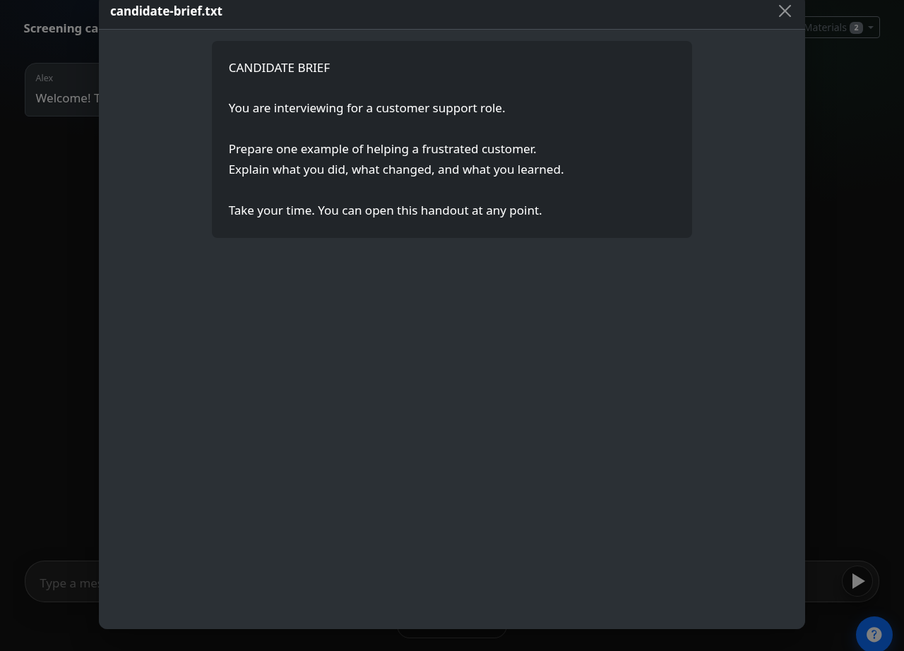 Participant chat with a handout open in the Materials viewer